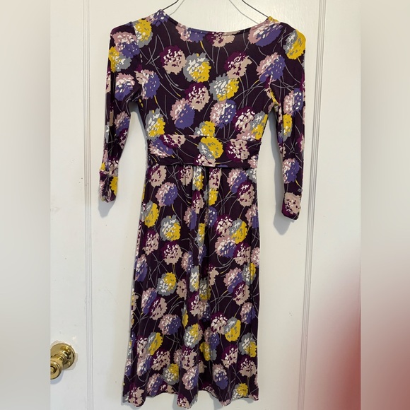 Boden Twist Front Purple Floral Printed Midi Dress US2P - Picture 2 of 4